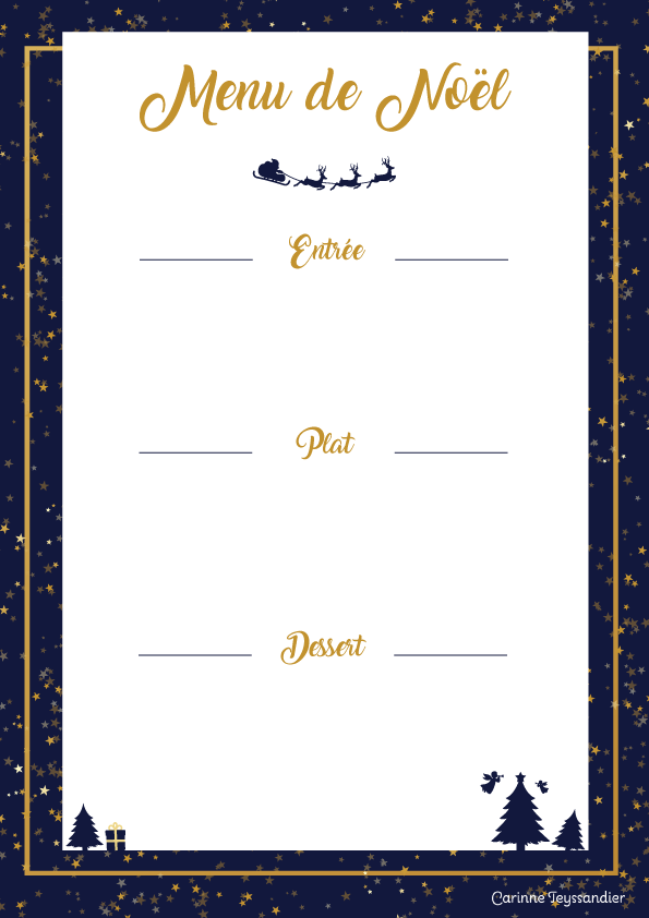 Menu de Noël à imprimer - Carinne Teyssandier